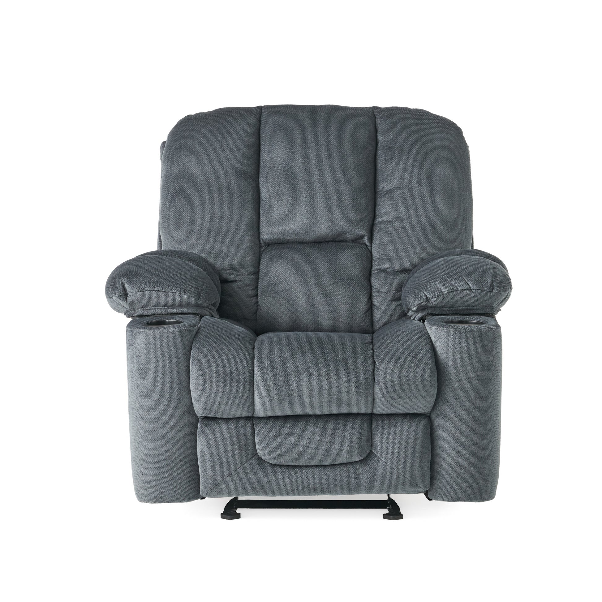 Luxurious Manual Recliner Chair In Silver With Skin Friendly Fabric And Dual Cup Holders Silver Fabric