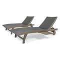Banzai Chaise Lounge With Pull Out Tray Grey Acacia Wood