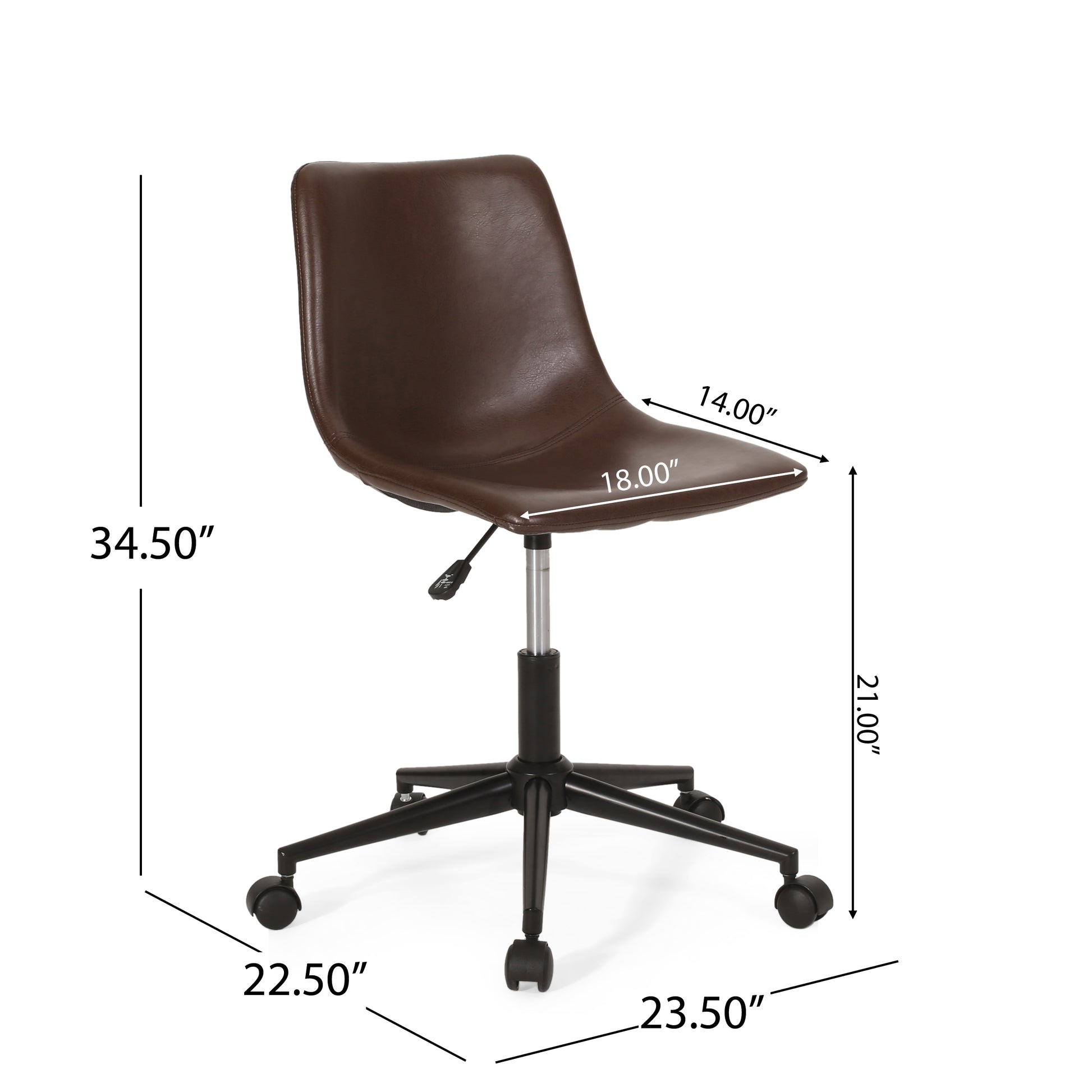 Lift And Swivel Office Chair Dark Brown Pu