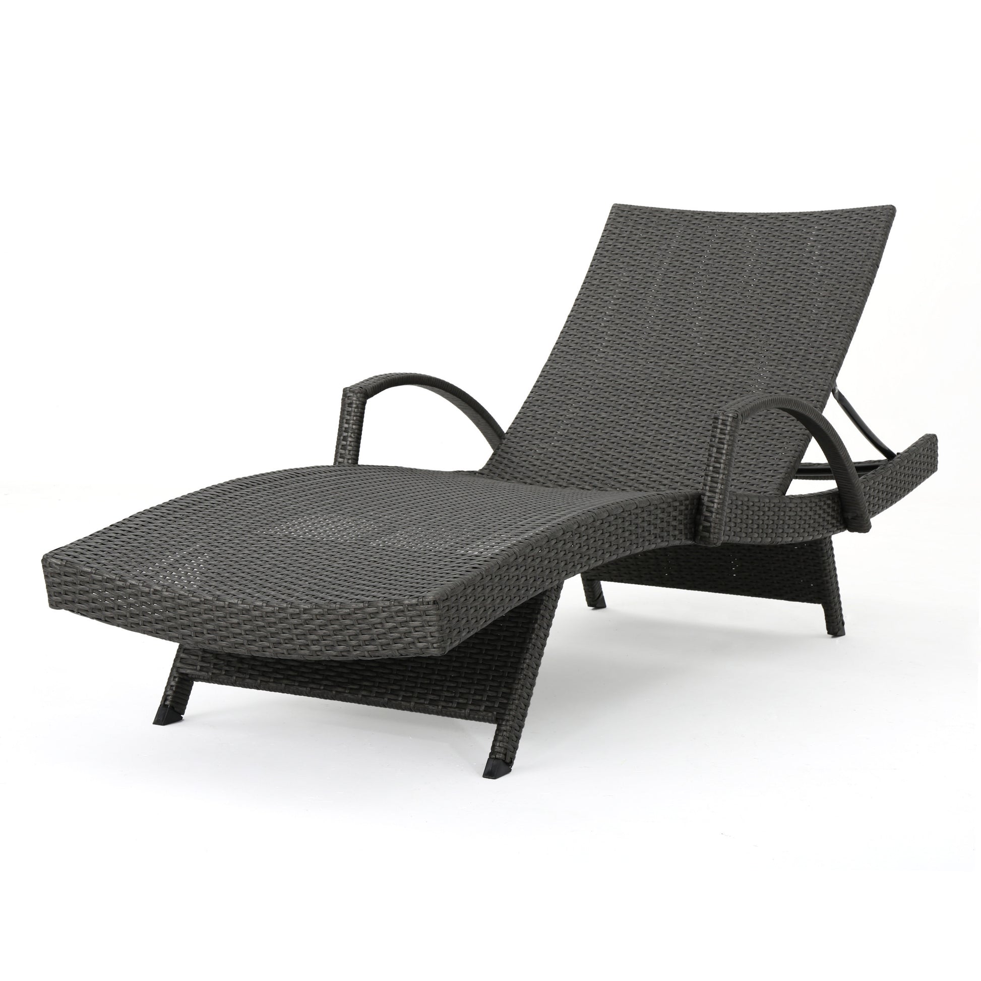 Salem Pe Wicker Chaise Lounge With Arm Grey Rattan