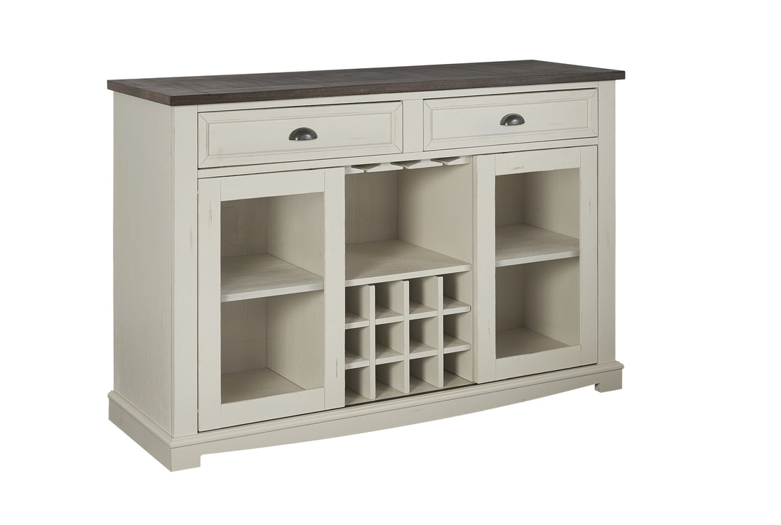 Cayla Server Dark Oak & White White Wood