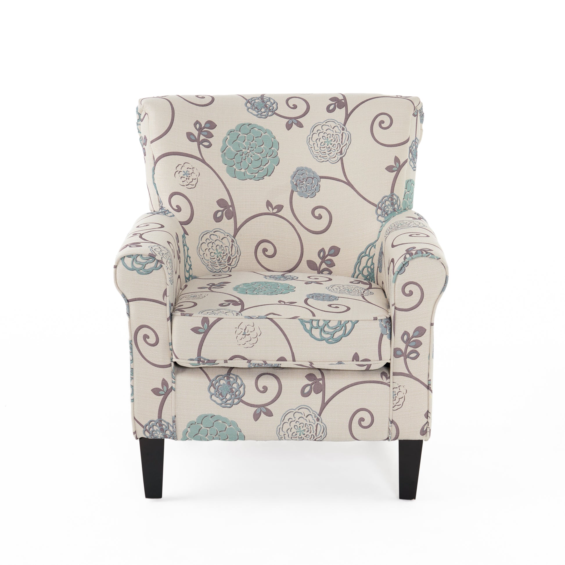 Jasmine Club Chair White Blue Fabric