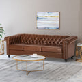 Sofa 3 Seater Light Brown Pu 3 Seat