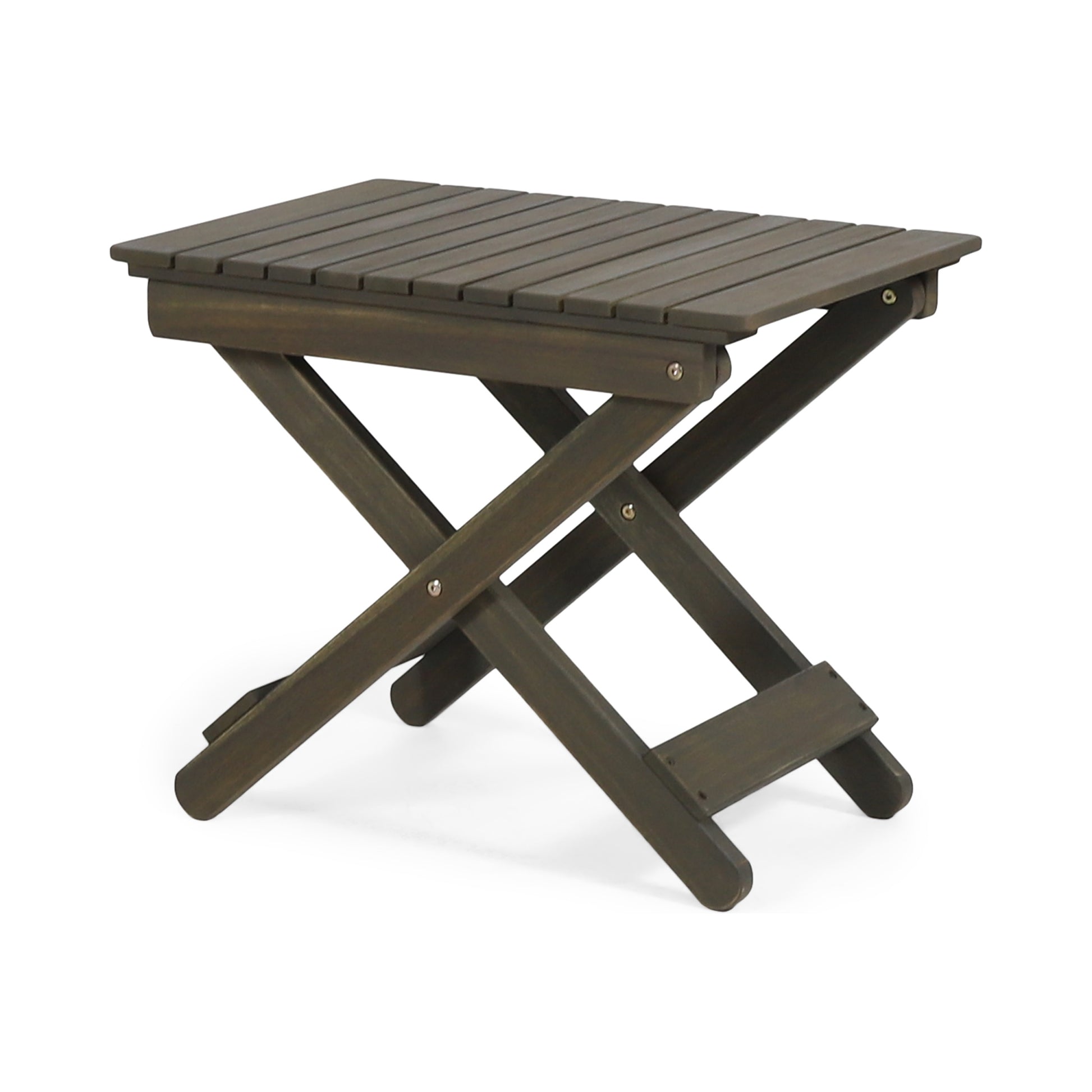 Outdoor Folding Wooden Side Table, Gray, 15"D X 22.75"W X 18.25"H Gray Acacia Wood