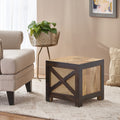 Westby Mango Wood And Cane Square Cube Ottoman Natural Wood