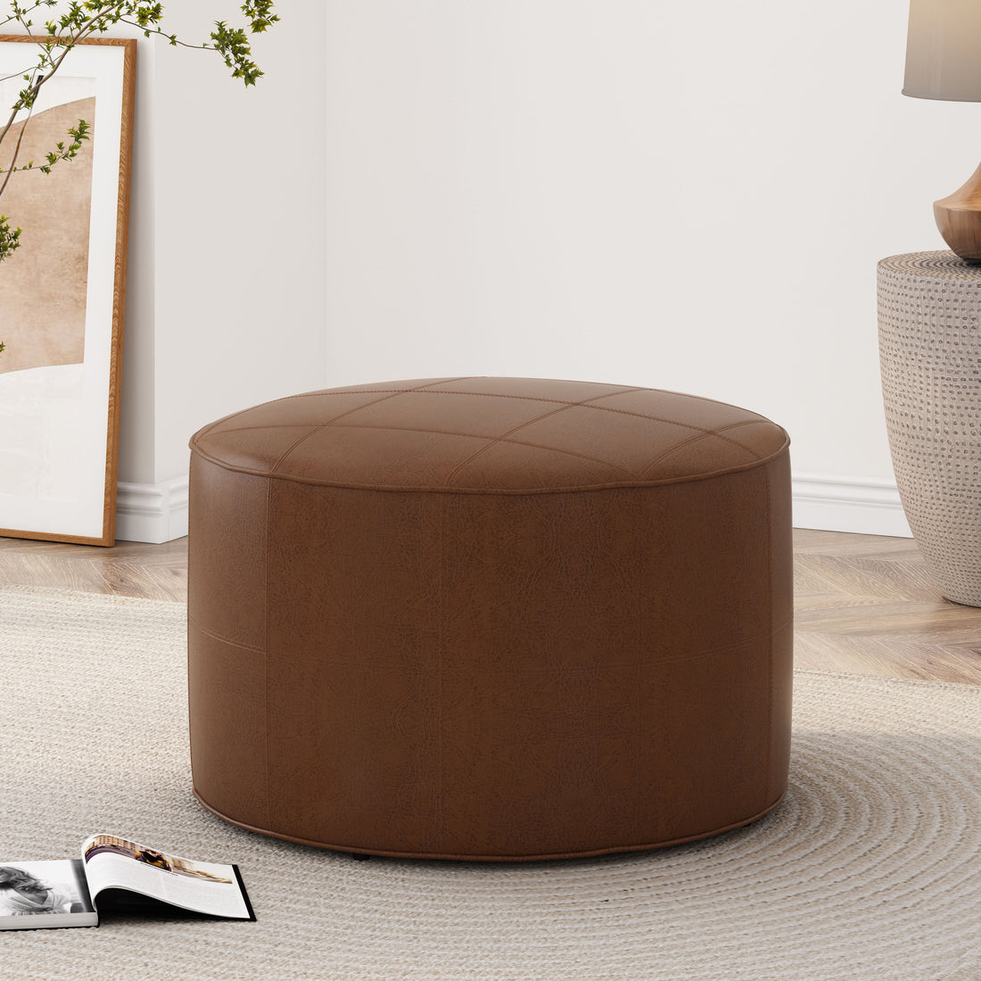 Ottoman Light Brown Pu