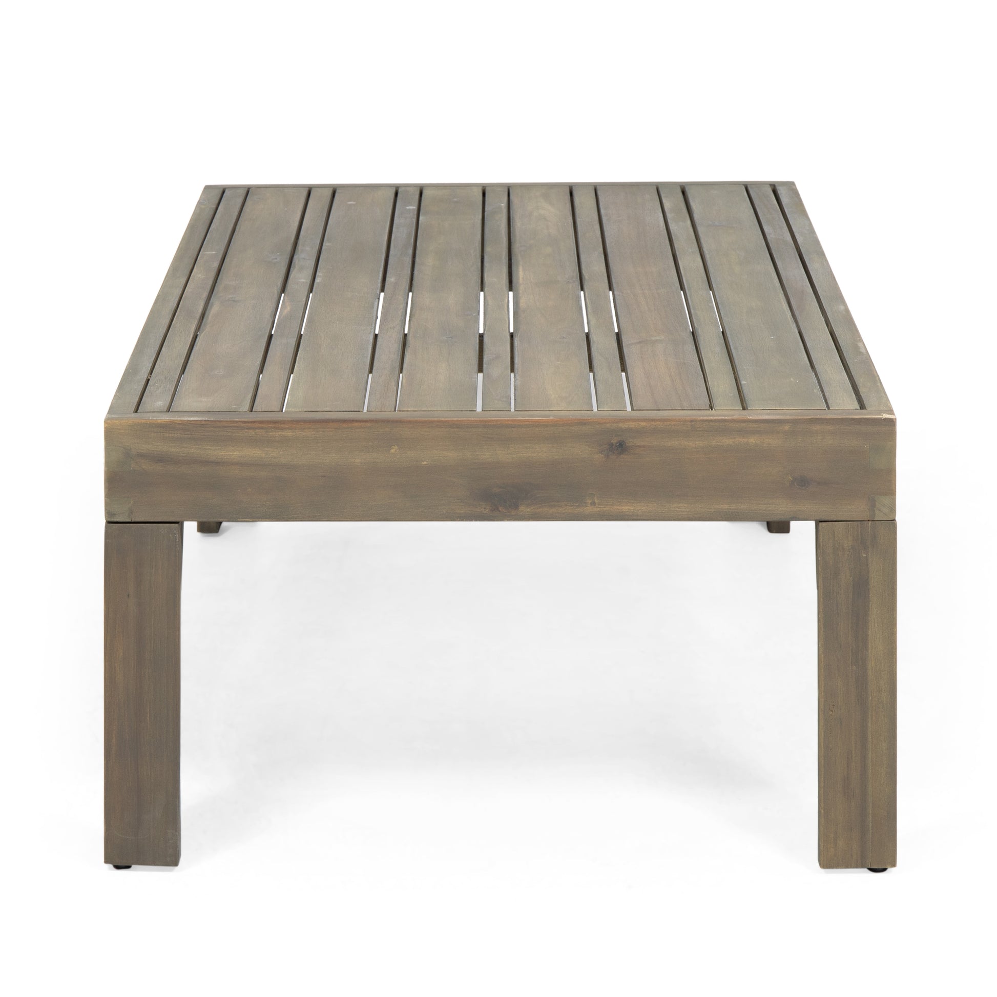 Outdoor Acacia Wood And Wicker Loveseat And Coffee Table Set With Cushions, Gray Mixed Gray Dark Gray Gray Acacia Wood