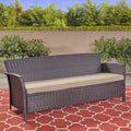 St Lucia 3 Seater Brown Tan Pe Rattan Iron Waterproof Fabric