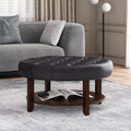 Round Ottoman Black Pu