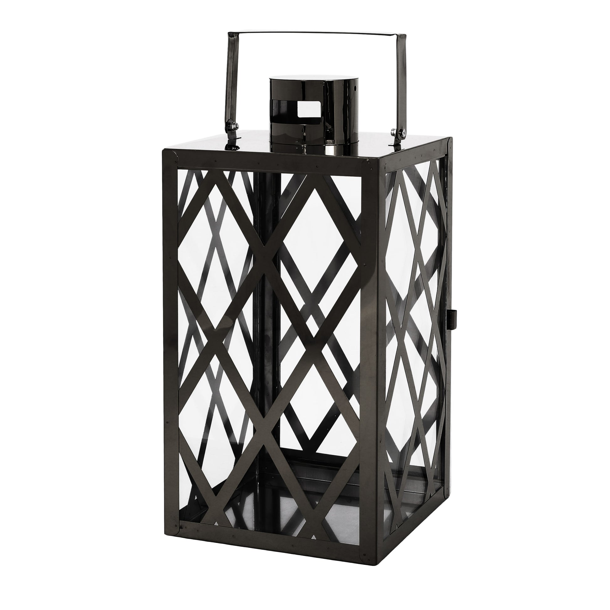 Anton 14"H Stainless Steel Lantern Black Stainless Steel