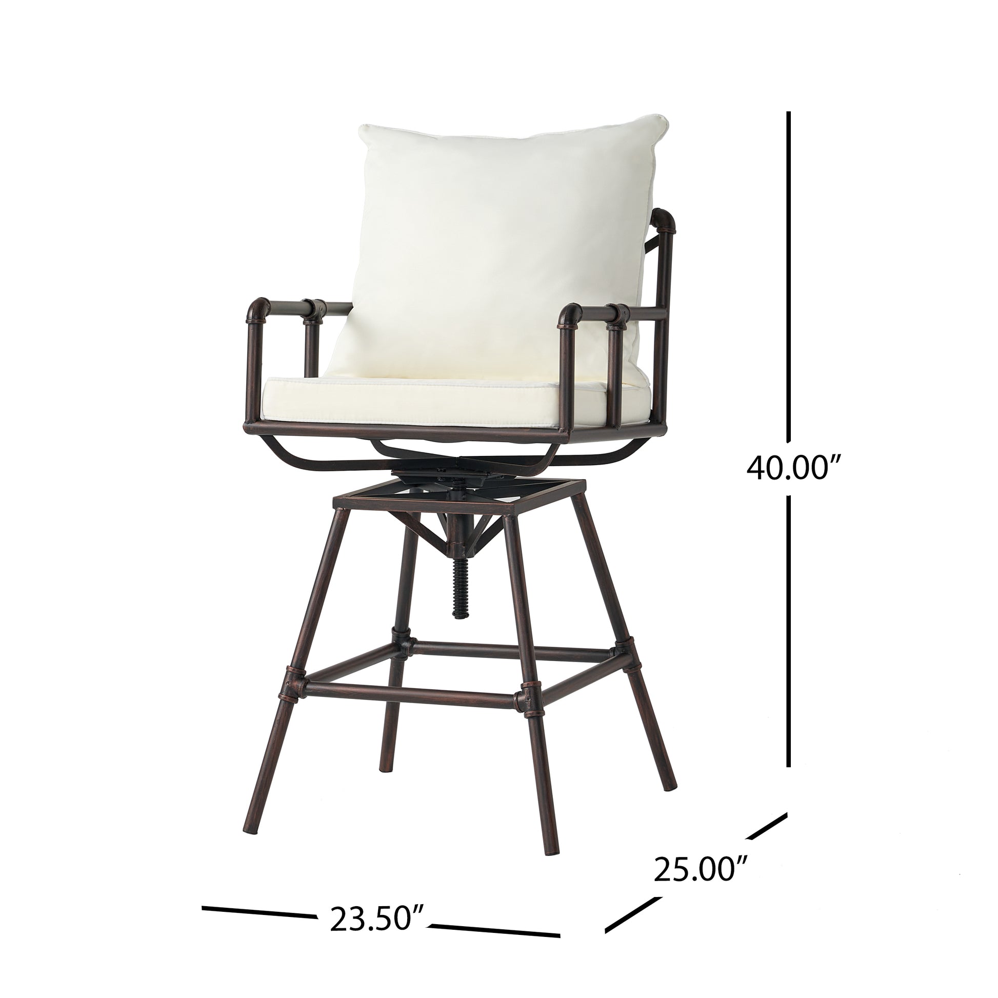 Outdoor Patio Swivel Bar Stool Height Adjustable Barstool With Cushions Yes Copper Water Resistant Cushion Iron