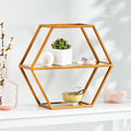 Hexagonal Shelf Antique Gold Glass