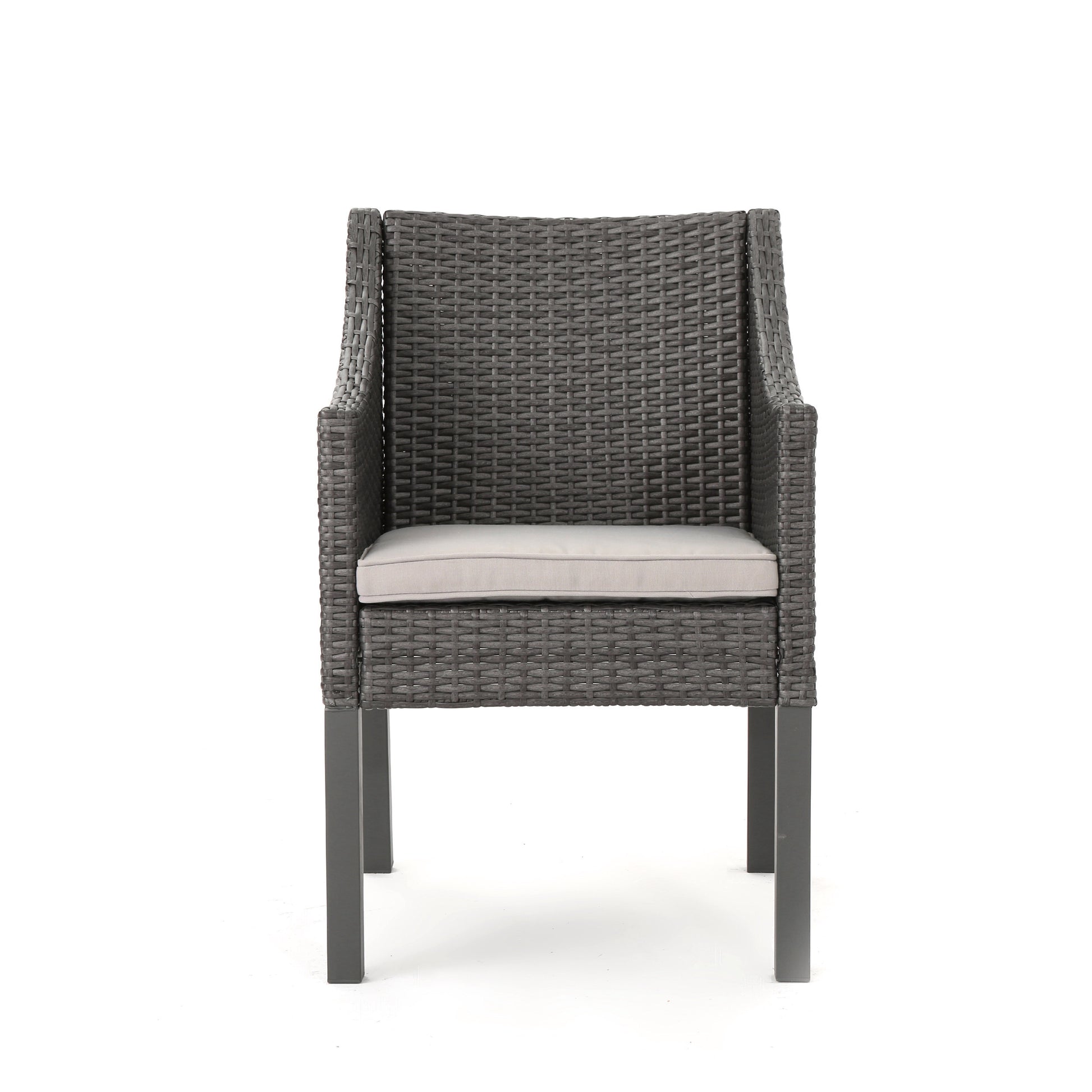 Antibes Dining Chair Grey Grey Silver Pe Rattan Iron Waterproof Fabric