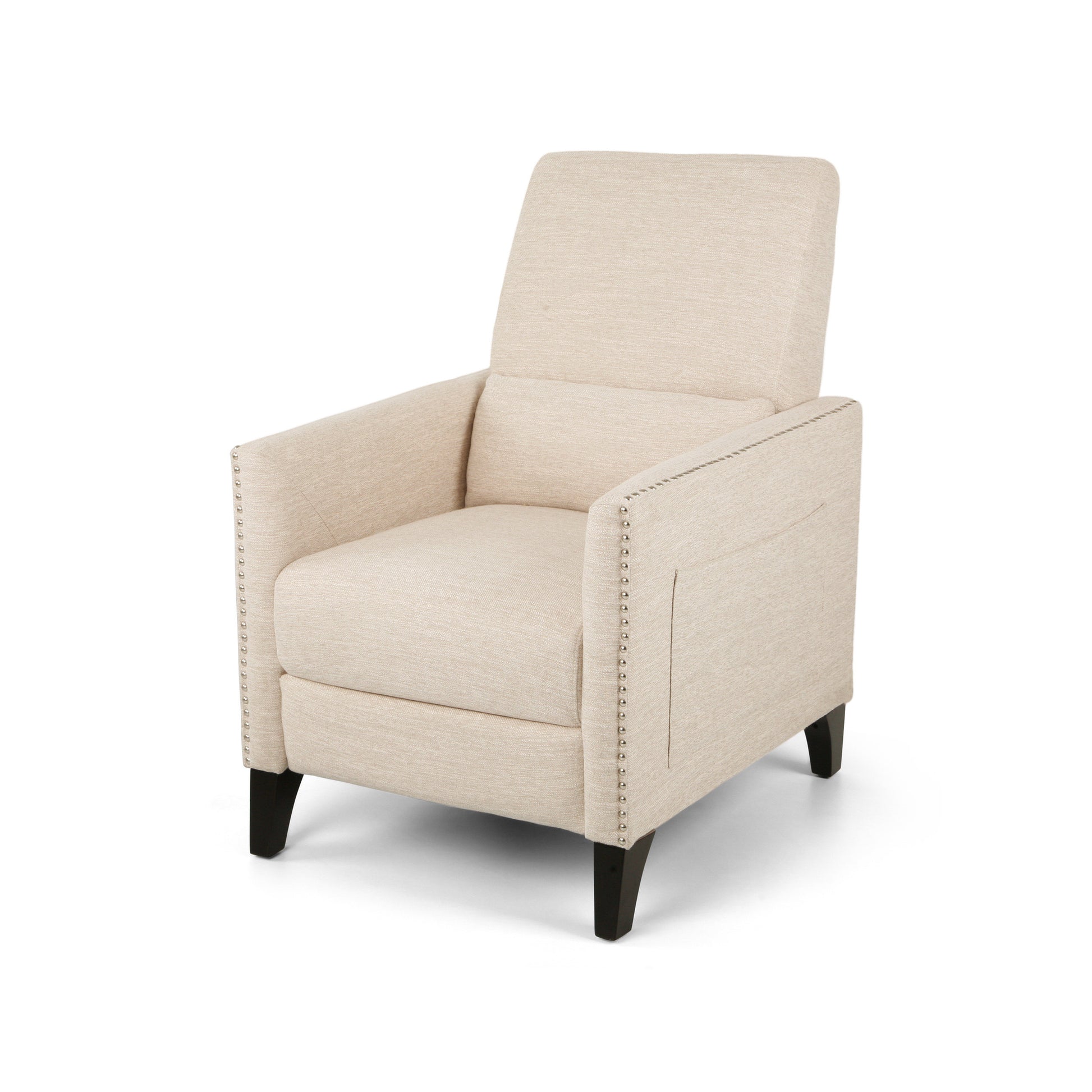 Push Back Recliner Beige Fabric