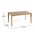 Dining Table, Rubberwood With Walnut Veneer, Mid Century, Natural Oak Finish Natural Wood