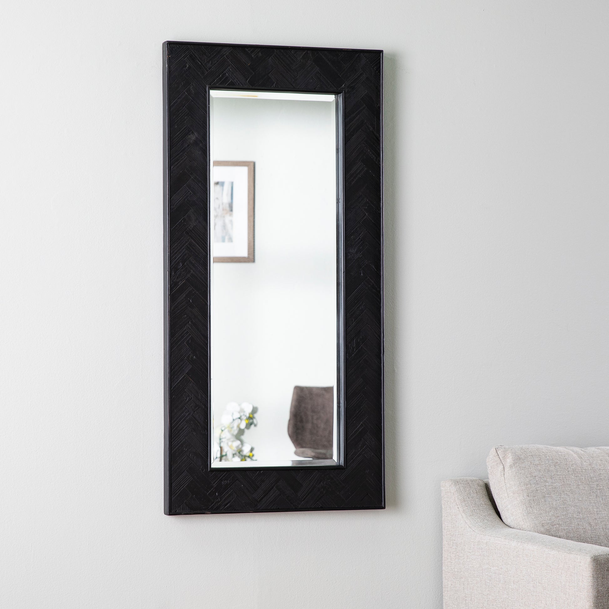 Dessingham Reclaimed Wood Mirror Black Mdf