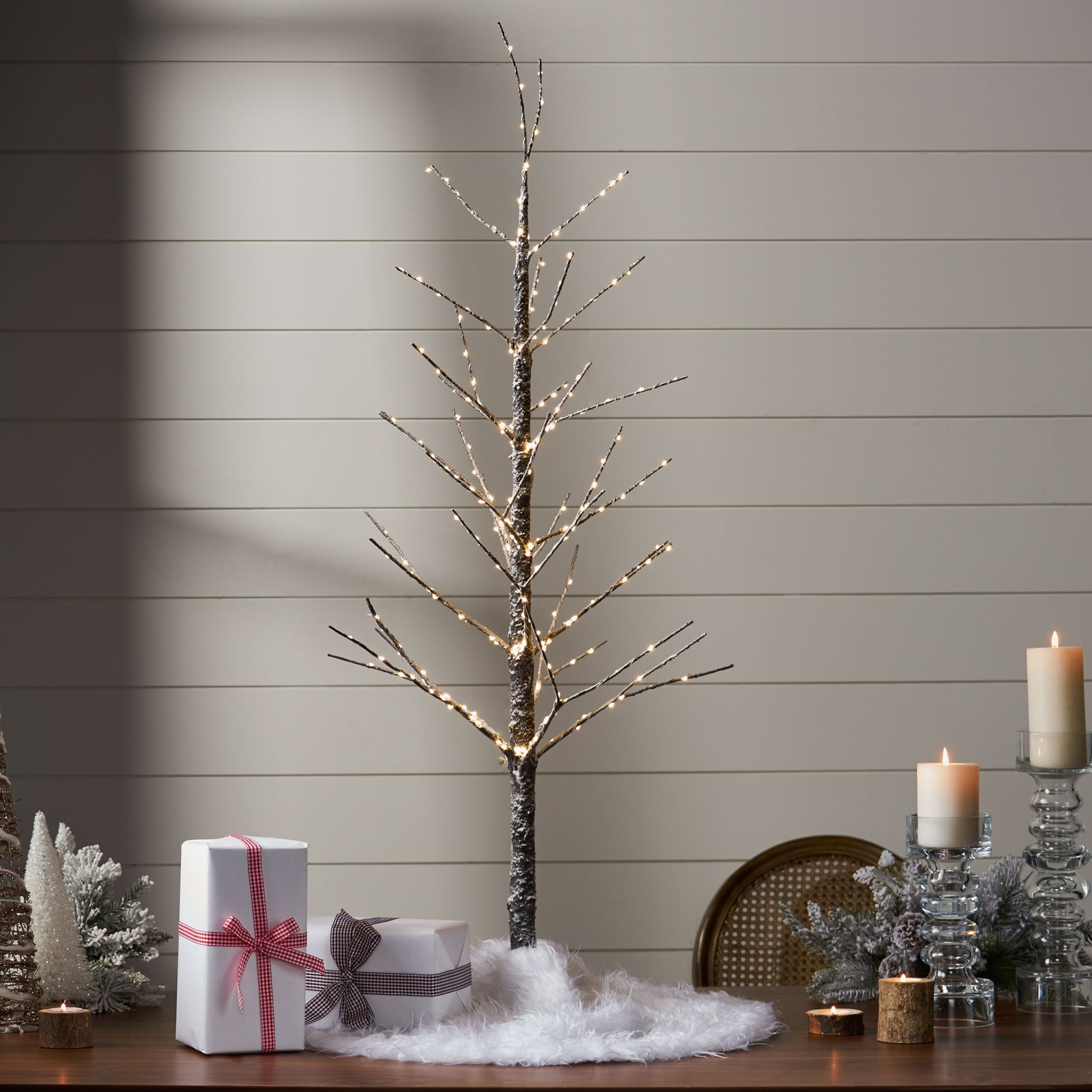 4Ft Paper Led Tree Brown Iron