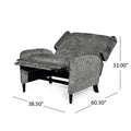 Oversized Textured Fabric Pushback Recliner, Gray And Dark Brown Grey Fabric