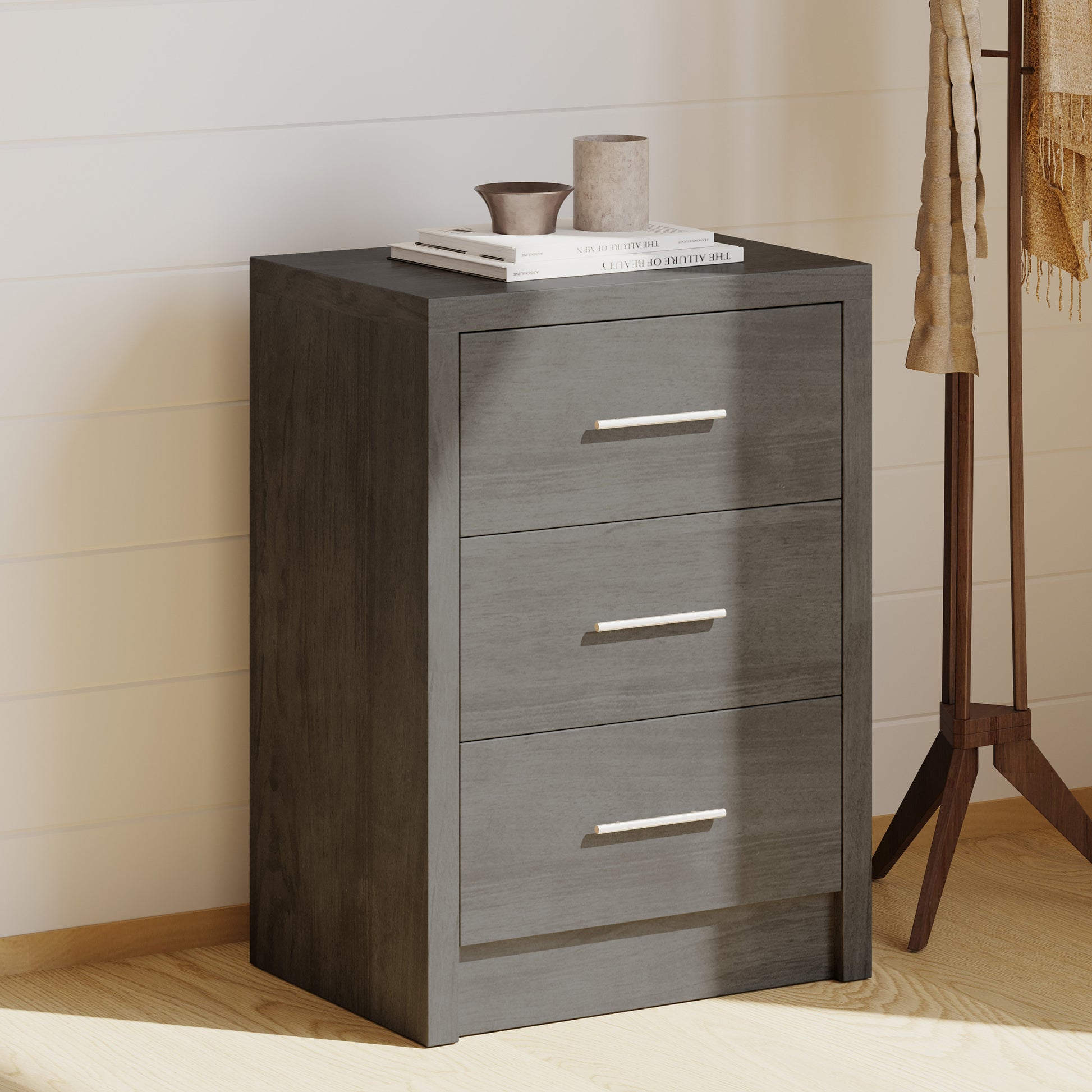 Bologna Bedroom 3 Drawer Chest Grey Mdf