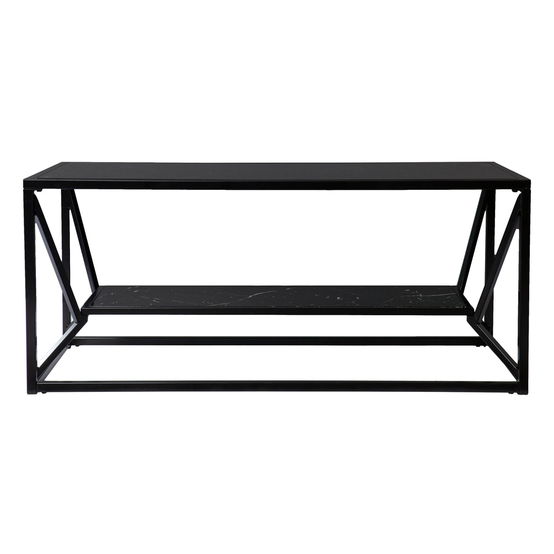 Argall Glass Top Cocktail Table W Storage Black Iron