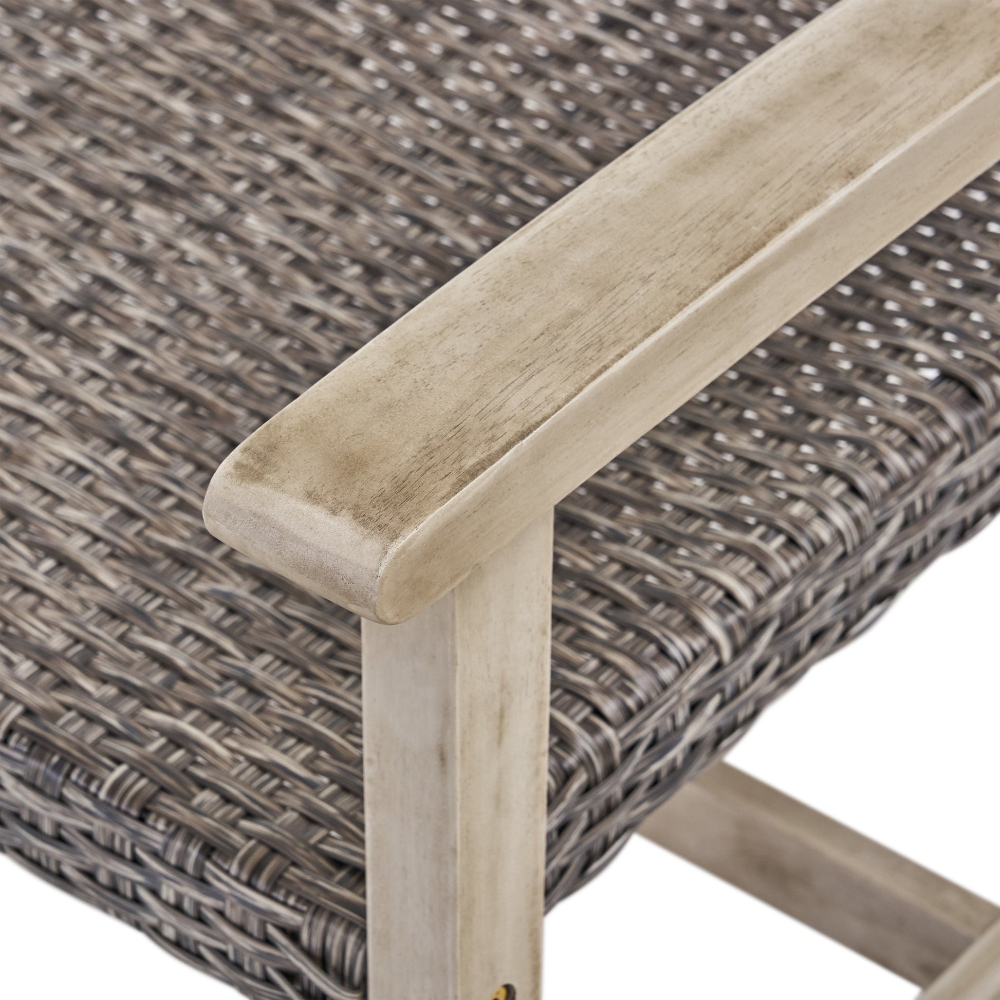 Hampton Wood Wicker Seat Grey Metal & Wood