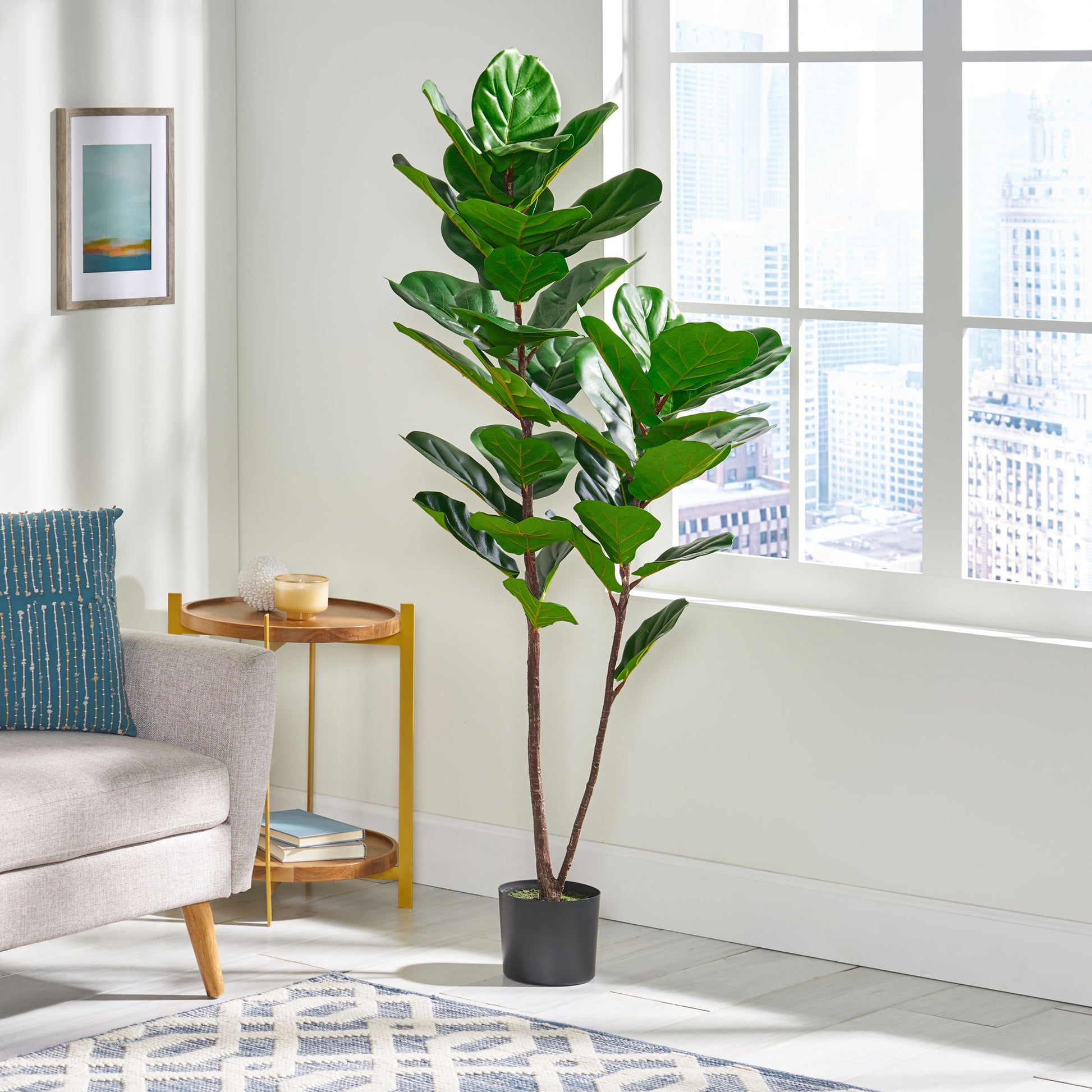 150Cm Artificial Fiddle Leaf Fig Tree Green Iron Plastic