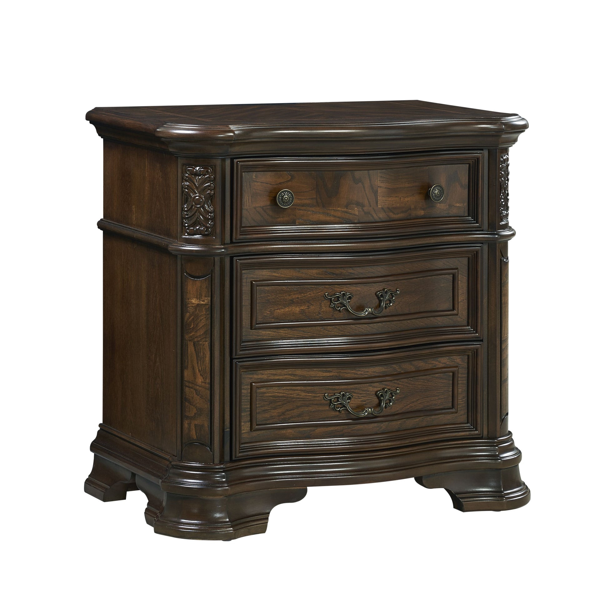 Royale Nightstand With Usb And Power Outlet Dark Brown Dark Brown Wood