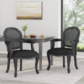 Dining Chair Black Wood Fabric