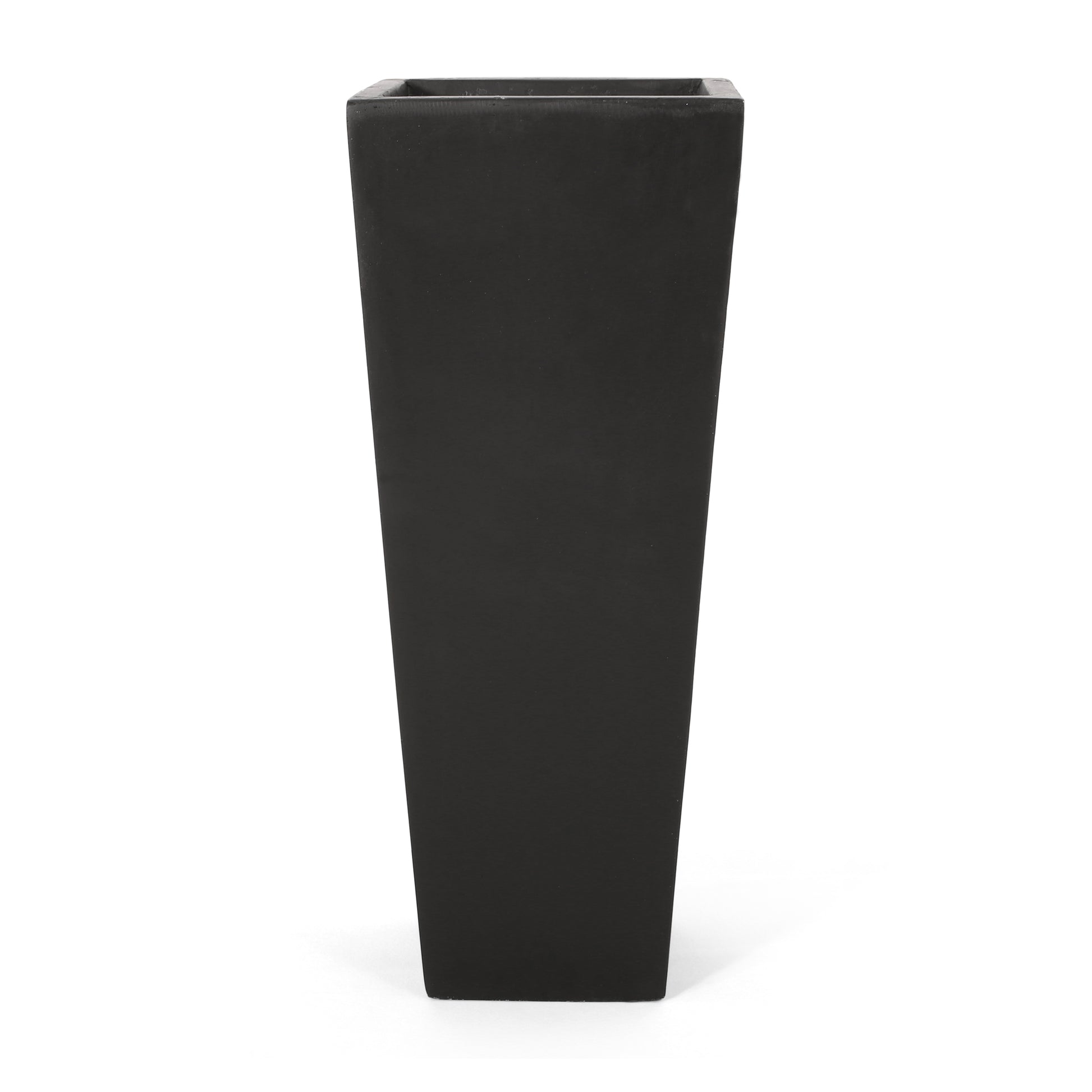 13" X 32.5" Outdoor Modern Mgo Cast Stone Planter, Black Black Magnesium Oxide