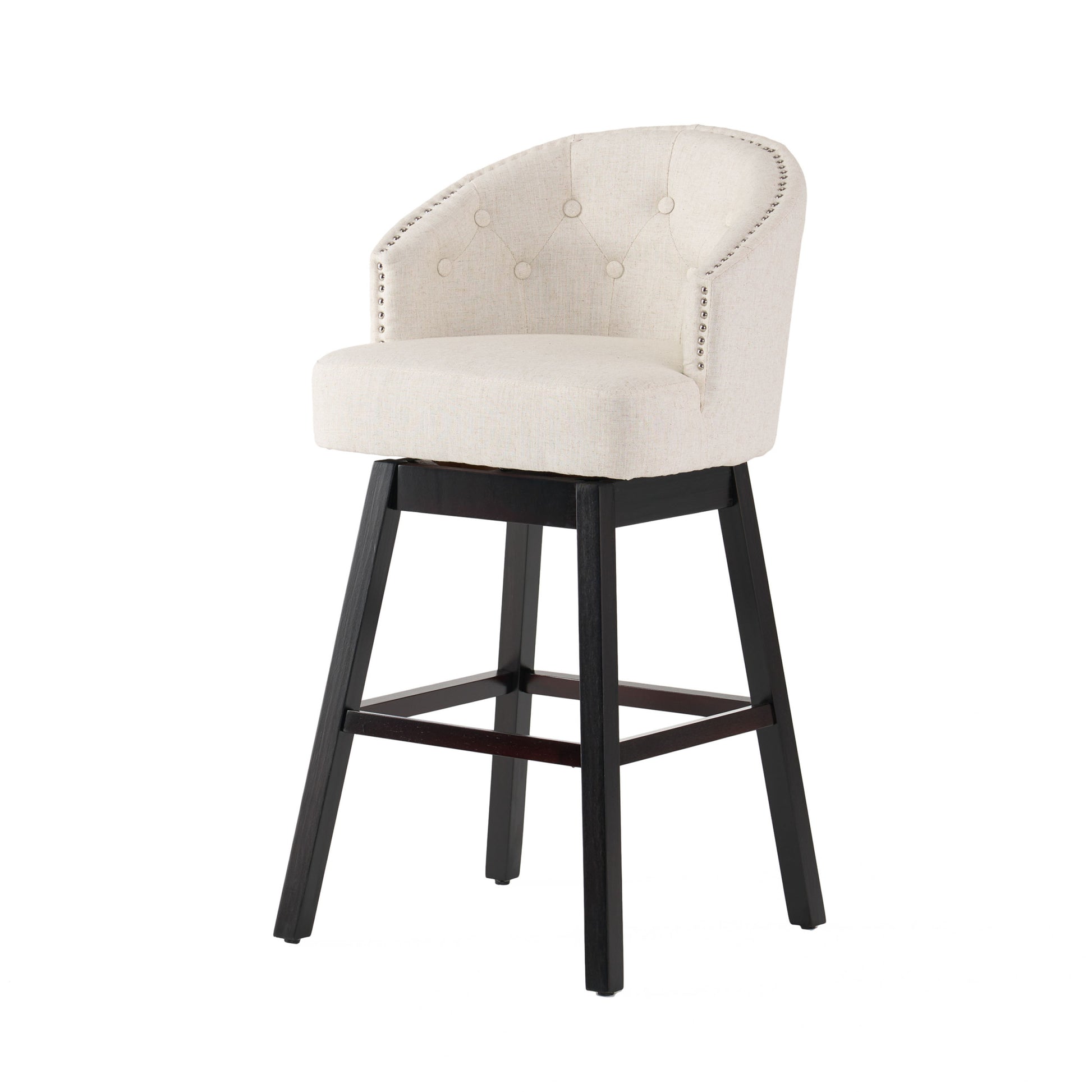 Ogden Kd Swivel Barstool Set Of 2 Beige Fabric