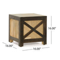 Westby Mango Wood And Cane Square Cube Ottoman Natural Wood