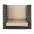 Puerta Club Chair Mp1 Brown Beige Rattan Waterproof Fabric Metal