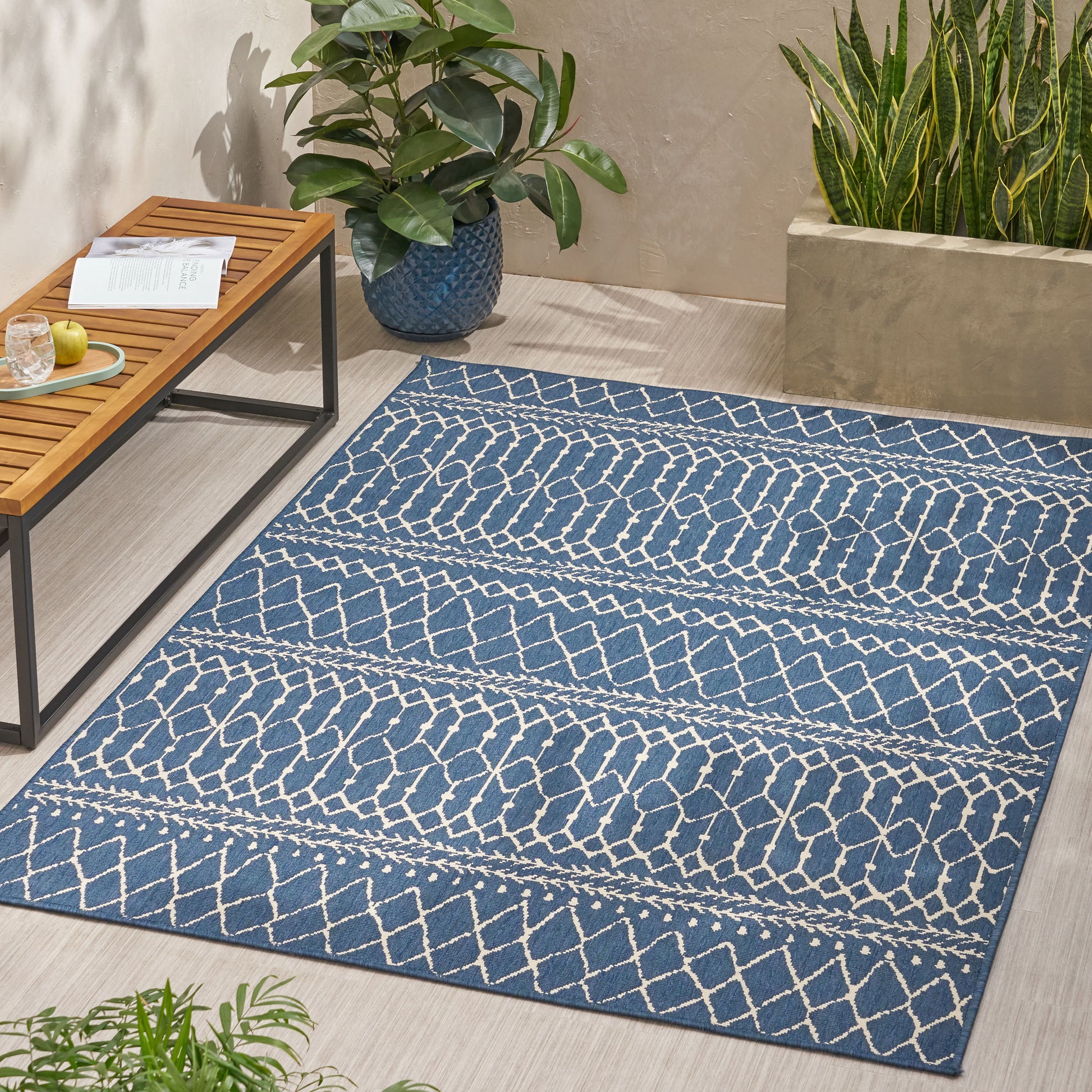 5'3"X7' Rug Blue Polypropylene