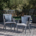 Hillhurst Chair Grey Mp2 Set Of 2 Grey Rattan Waterproof Fabric Metal