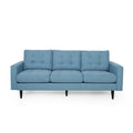 Jenny Contemporary Tufted Fabric 3 Seater Sofa Blue Fabric