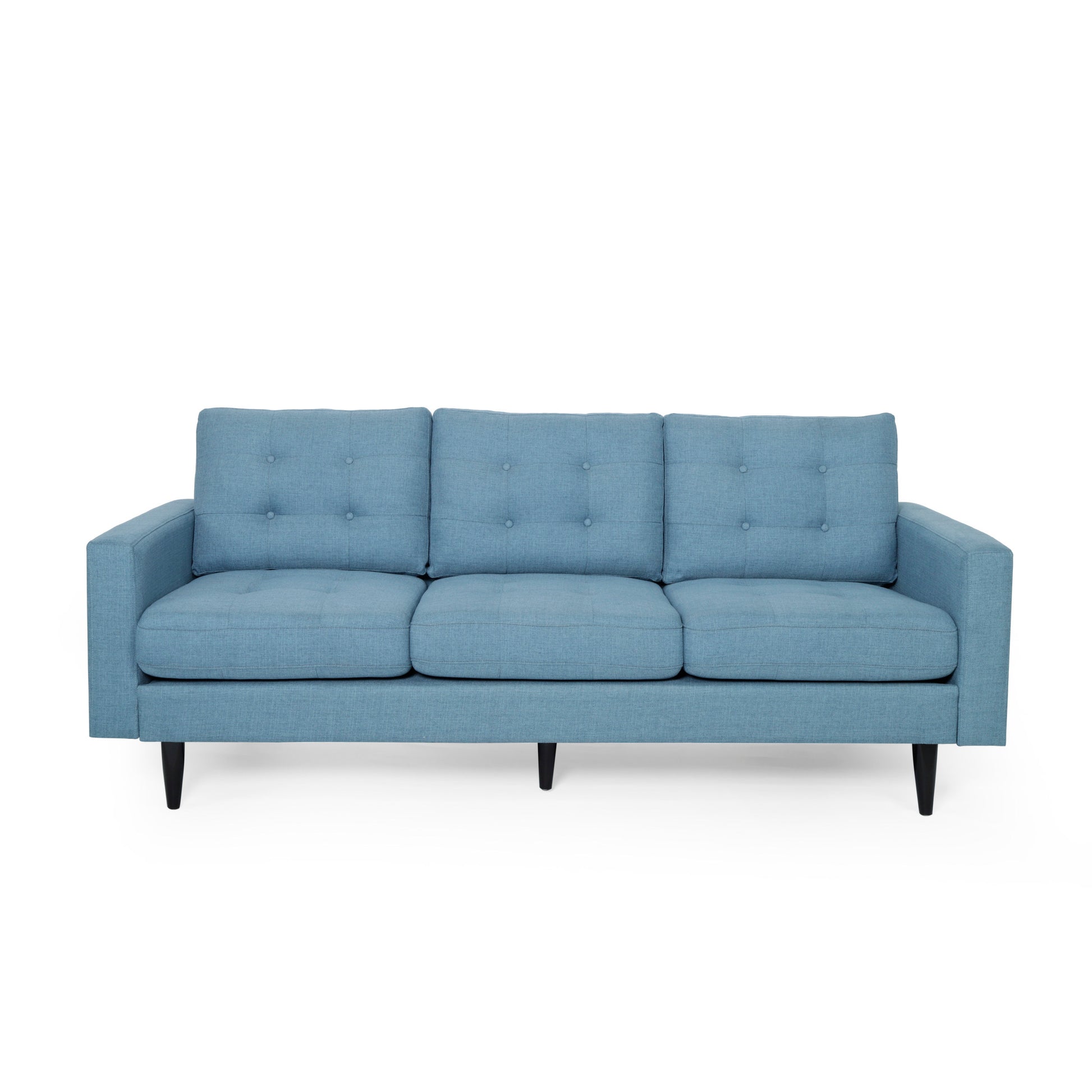 Jenny Contemporary Tufted Fabric 3 Seater Sofa Blue Fabric