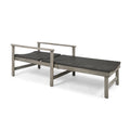 Hampton Wood Wicker Chaise Lounge Grey Metal & Wood