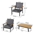 Sinclair 4Pc Chat Set Grey Metal Mesh Wood Fabric