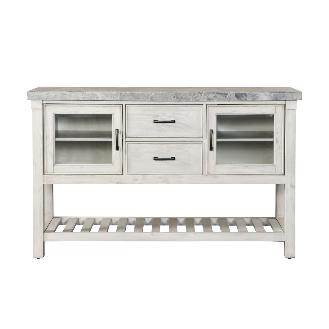 Canova Marble Top Server Gray White Wood