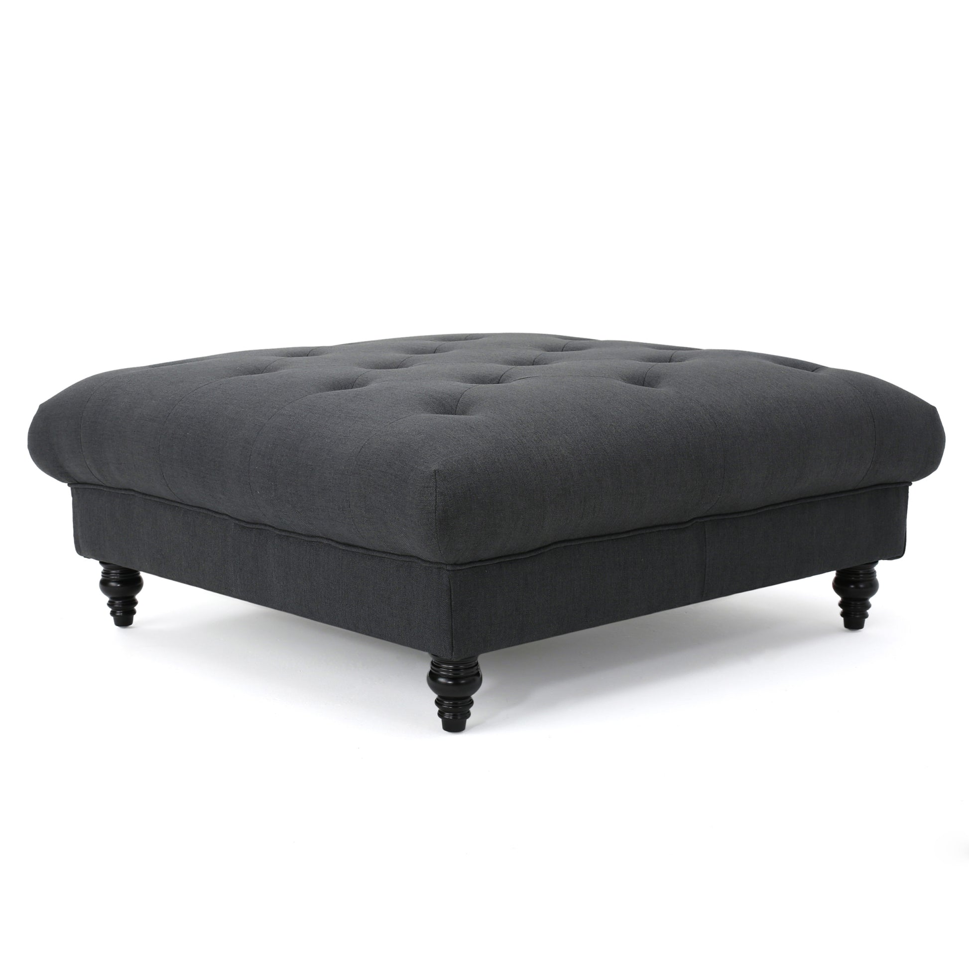 Madrid Kd Tufted Ottoman Dark Gray Fabric