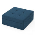 Larkin Storage Ottoman Navy Blue Fabric