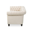 Sofa 3 Seater Beige Fabric