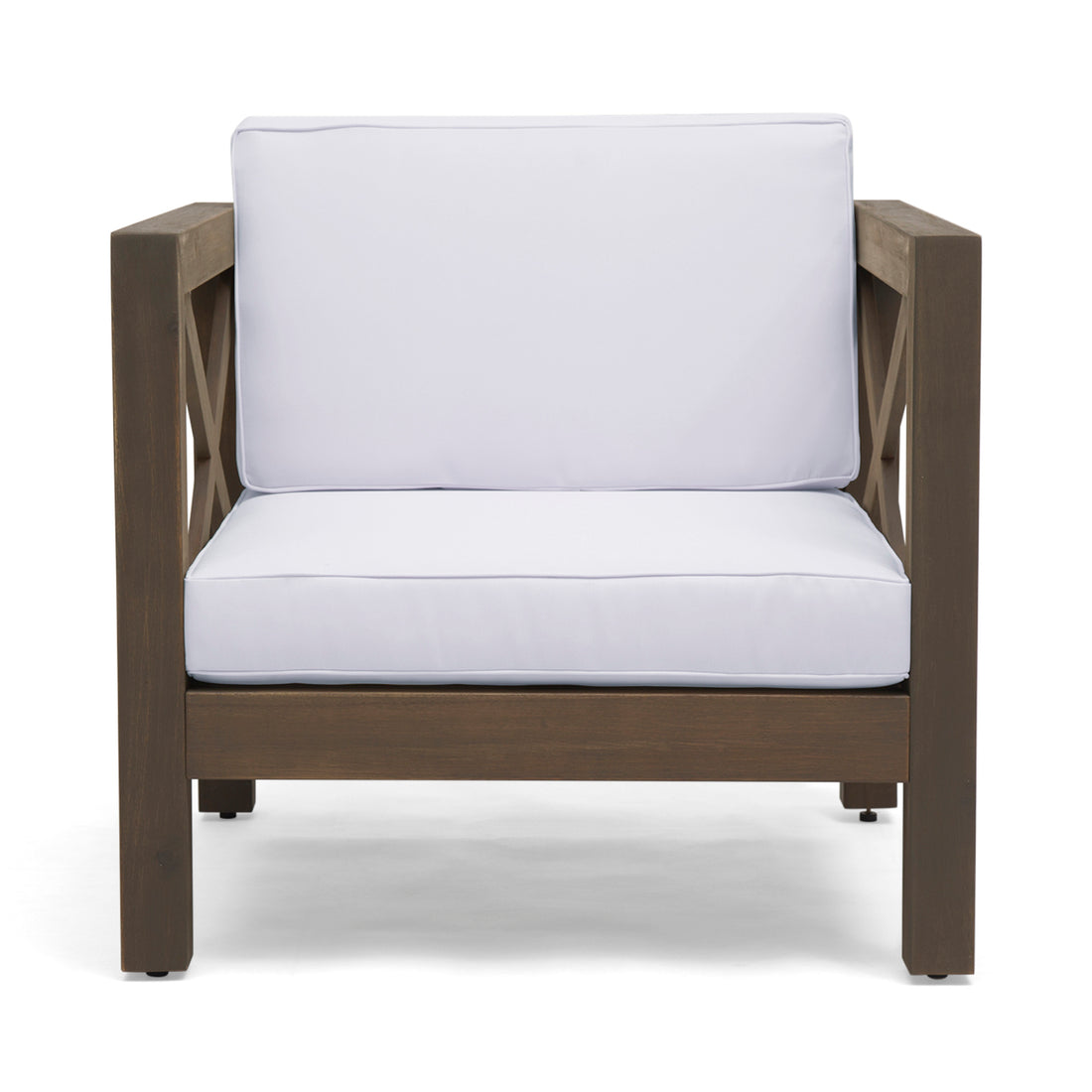 Brava Club Chair Grey White Wood Waterproof Fabric