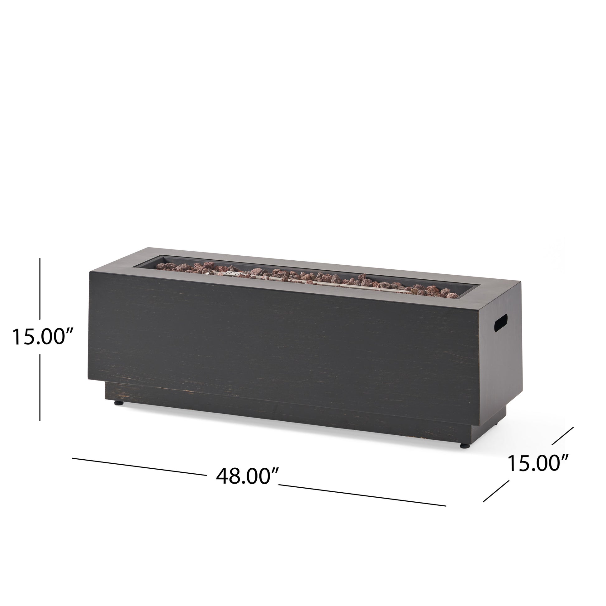 40" Outdoor 50,000 Btu Rectangular Iron Propane Fire Pit, Dark Grey Tank Cover Not Included Brown Gold Iron