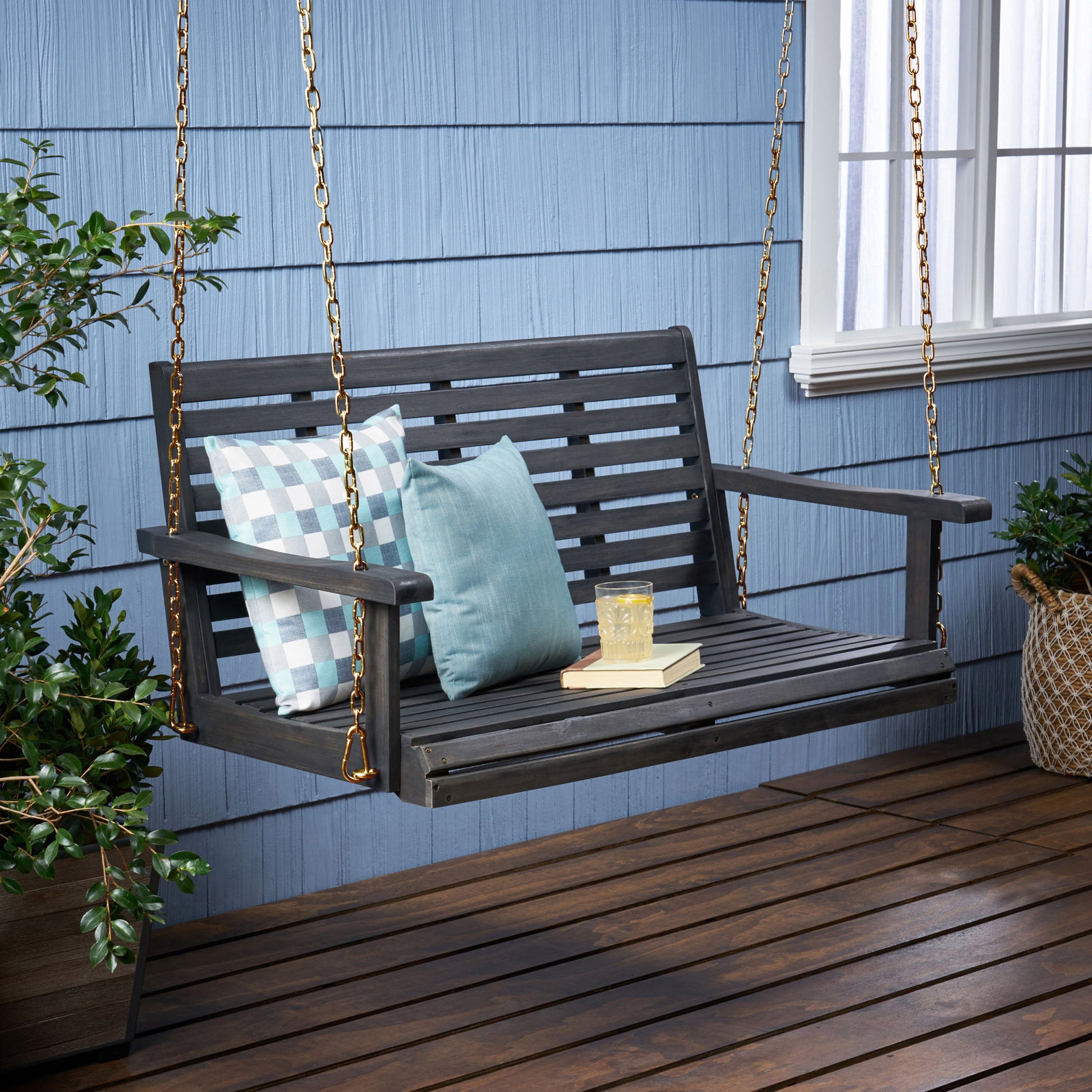 Tasmania Porch Swing Dark Grey Acacia Wood