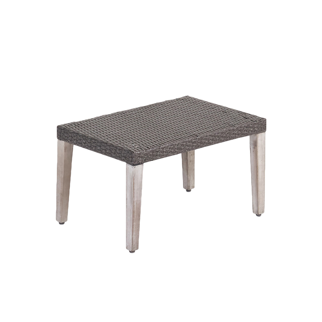 Hampton Wood Wicker Ottoman Grey Metal & Wood