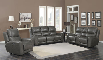 Laurel 3 Piece Power Reclining Living Room Set Gray Dark Gray Wood