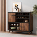 Hudson Wine Cabinet Walnut Black Rubber Wood