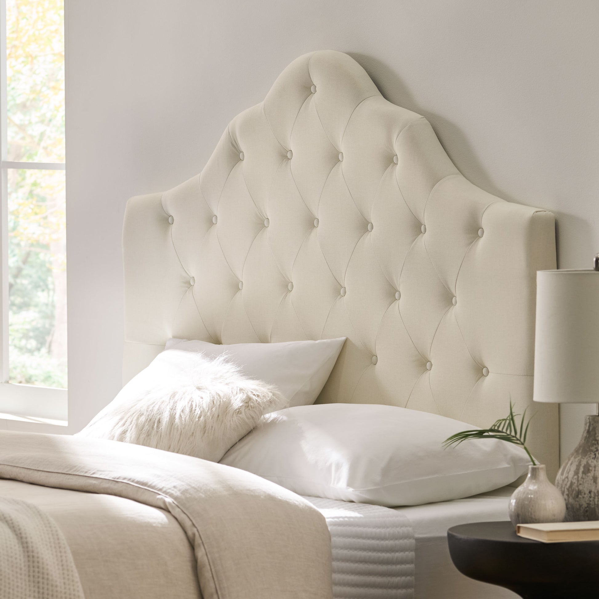 Queen & Full Sized Headboard Ivory Fabric