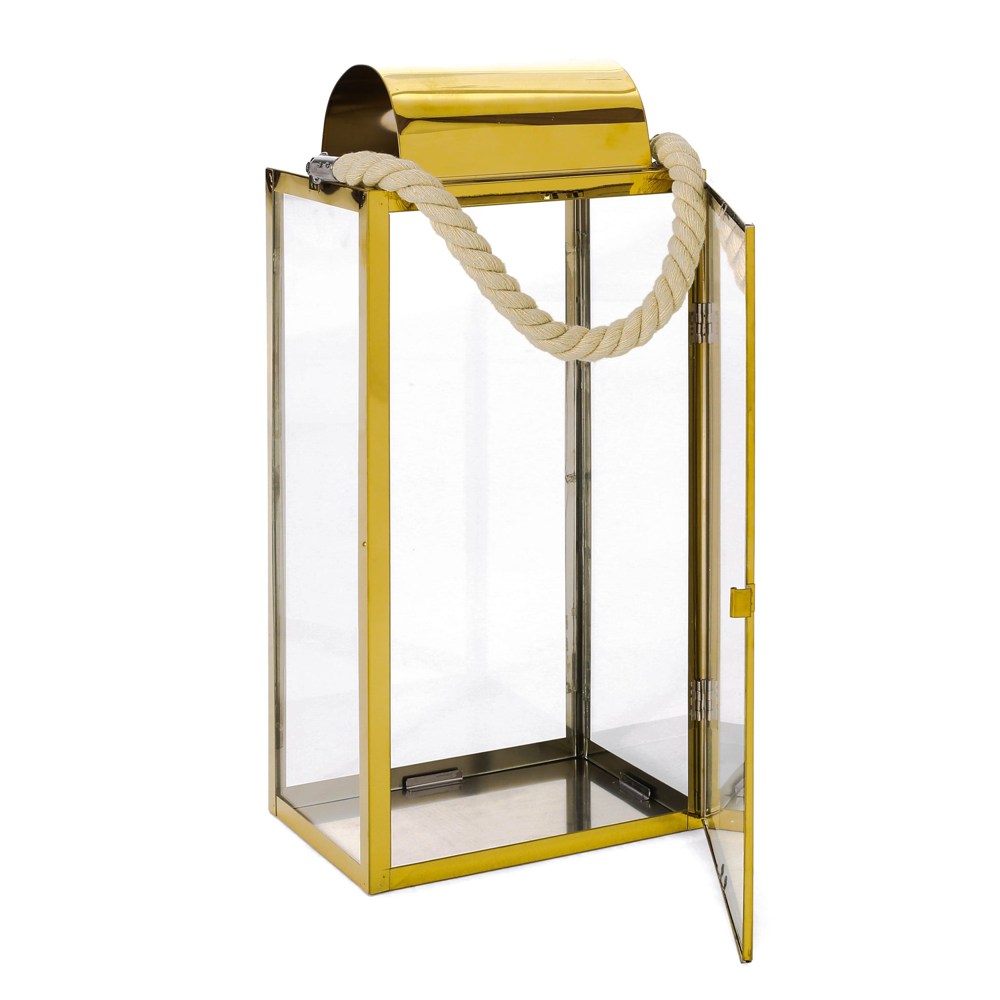 Larry 19"H Stainless Steel Lantern Gold Stainless Steel